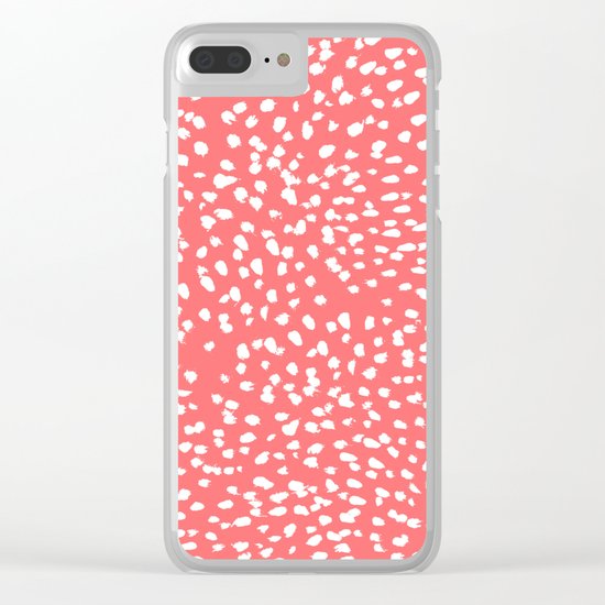 Claudia - abstract minimal coral dot polka dots painterly brushstrokes Clear iPhone Case