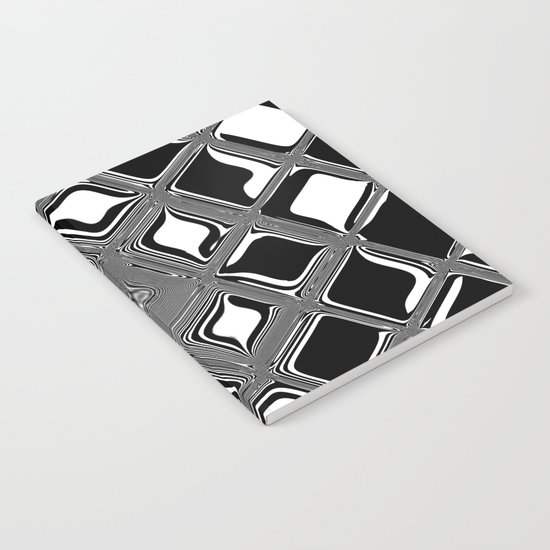 Black and white abstract design with fancy squared patterns on grey Notebook