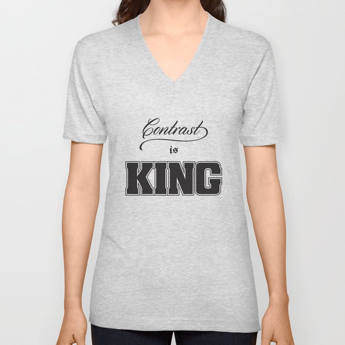 Contrast Is King on White V Neck T Shirt
