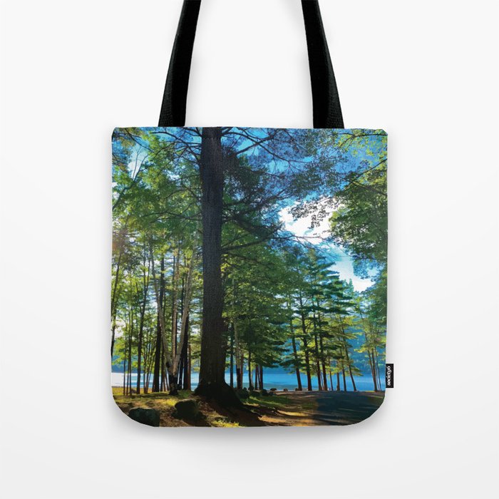 Tree Grove & Lake Sunrise Tote Bag