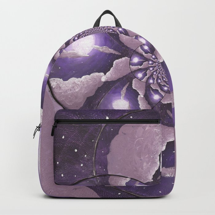 Purple Full Moon and Clouds Abstract Backpack
