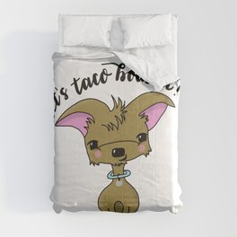 Let's Taco Bout It, Chihuahua Dog Illustration Comforter