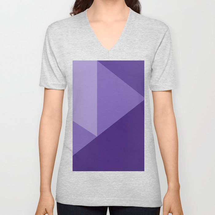 Color Block Geometrica c5 Purple V Neck T Shirt