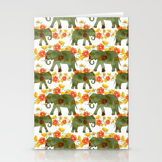 Wading Elephants Stationery Cards