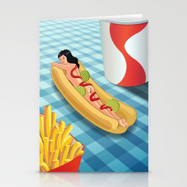 Hot Dog Girl Stationery Cards