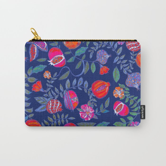 Pomegranate pattern electric blue Carry-All Pouch