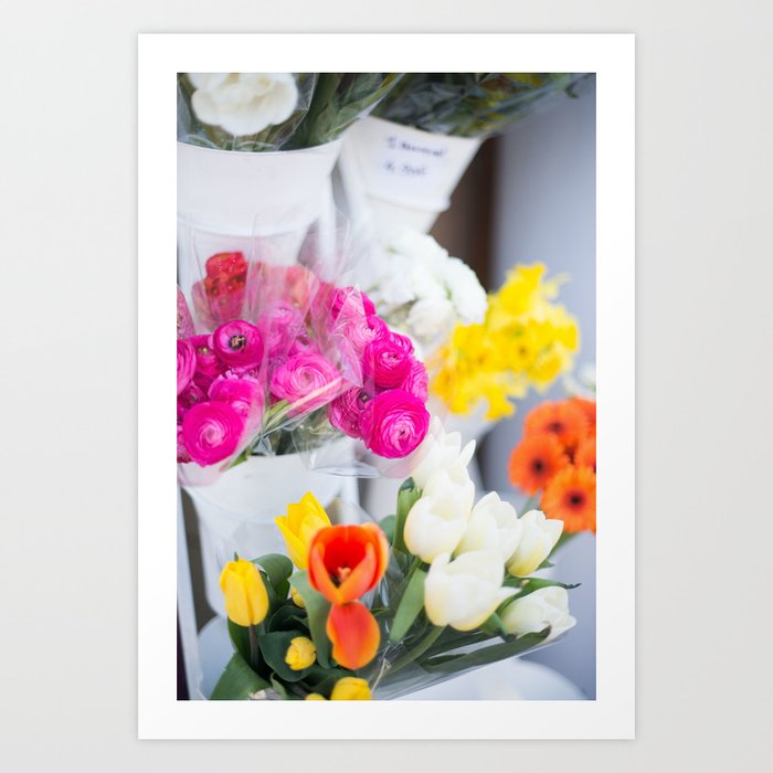 Flowers in a Paris market Art Print
