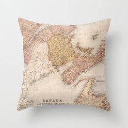 1856 Map of Quebec, New Brunswick, PEI, Nova Scotia Throw Pillow