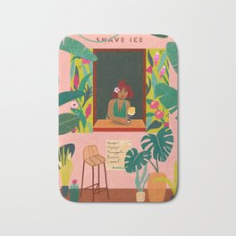 Shave Ice, Tropical Island Luncheonette Bath Mat | Tropical, Ice Cream, Tropical Aesthetic, Hawaii, Shaved Ice, Luncheonette, Summer, Painting, Jungle Vibes, Island 