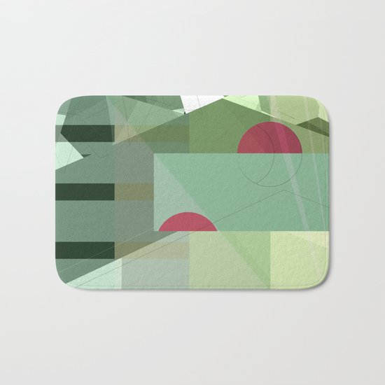 Geometric abstract green No. 1 Bath Mat