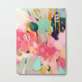 spring moon earth garden Metal Print | Pink, Painted, Agatblue, Salmon, Mixedmedia, Art, Abstract, Painting, Watercolor, Acrylic 