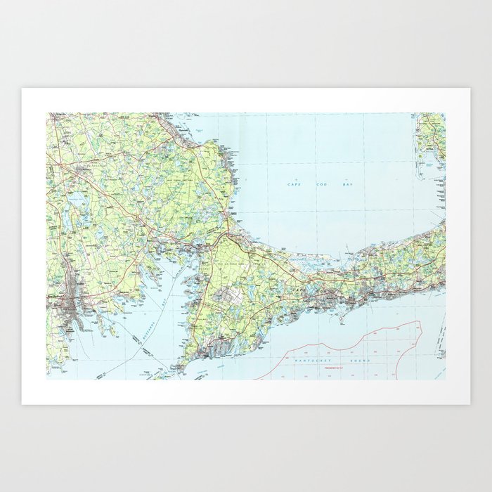 Cape Cod Map (1986) Art Print