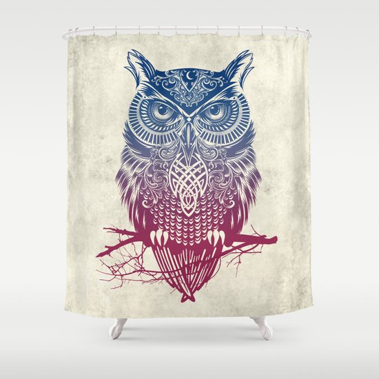 Evening Warrior Owl Shower Curtain