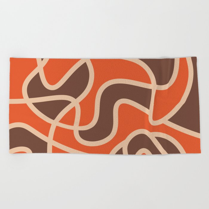 Messy Scribble Texture Background - Flame and Coffee Beach Towel