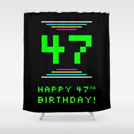 [ Thumbnail: 47th Birthday - Nerdy Geeky Pixelated 8-Bit Computing Graphics Inspired Look Shower Curtain ]
