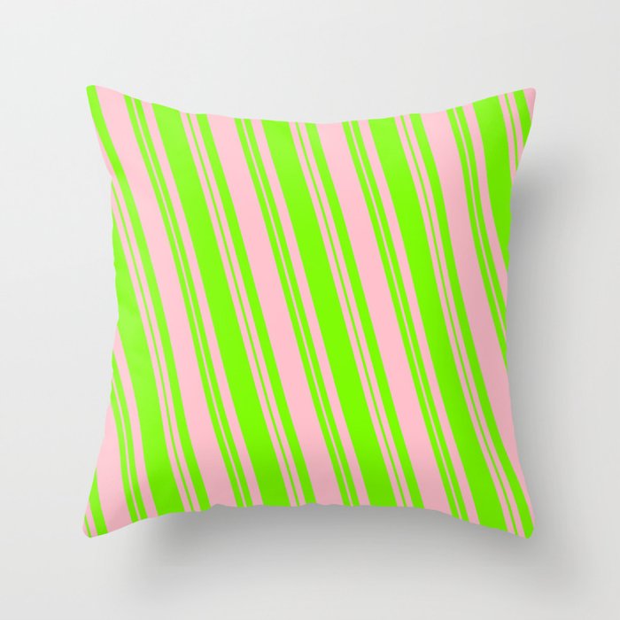 Pink & Green Colored Lined/Striped Pattern Throw Pillow