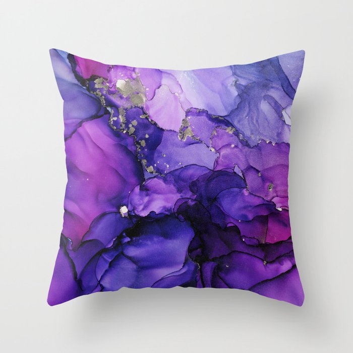 Violet Magenta Chrome - Abstract Ink Throw Pillow