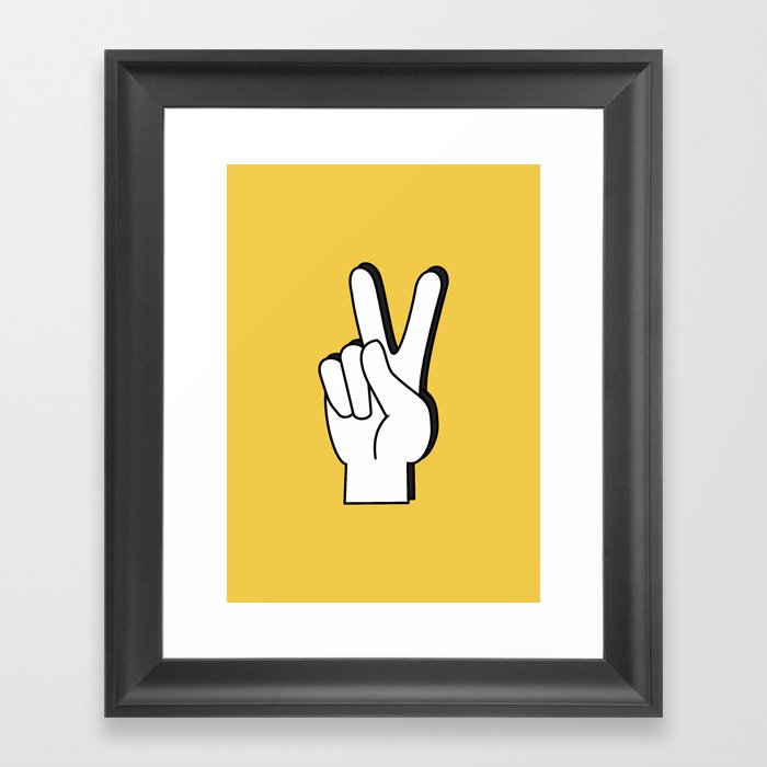 Peace Sign yellow Framed Art Print