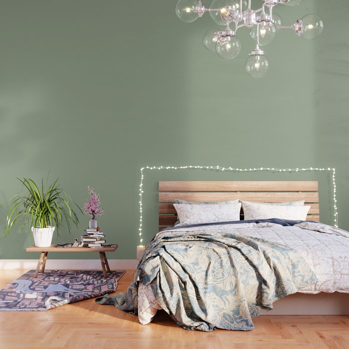 Muted Pastel Green Solid Color Pairs Behr Roof Top Garden S390-4 / Accent Shade / Hue / All One Wallpaper