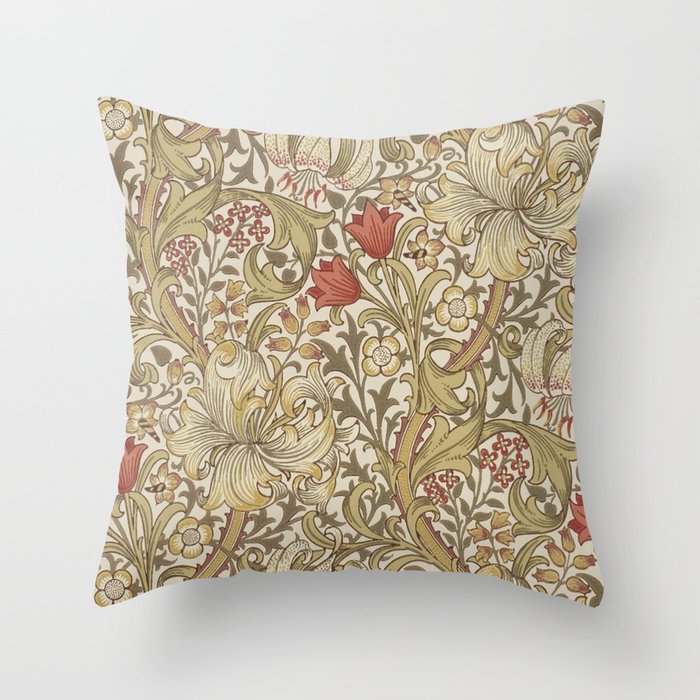 William Morris Golden Lily John Henry Dearle Throw Pillow