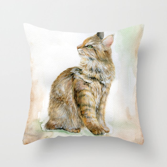 Cat. Inspired By Naturalists Throw Pillow