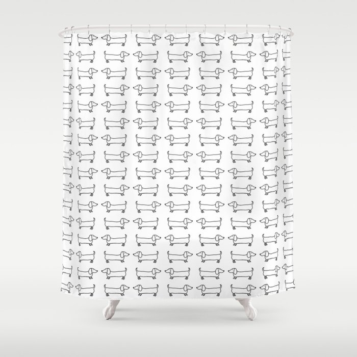 Dachshunds pattern in black and white Shower Curtain