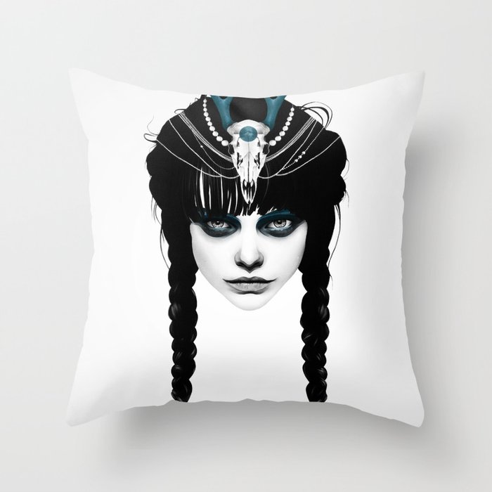 Wakeful Warrior - In Blue Throw Pillow