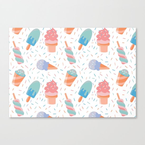 pastel ice cream pattern Canvas Print