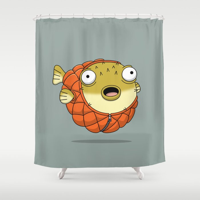 Puffer Fish Shower Curtain By Pig S Ear, Are There Shower Curtains Longer Than 720
