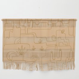 saguaro cactus line drawing – peach Wall Hanging