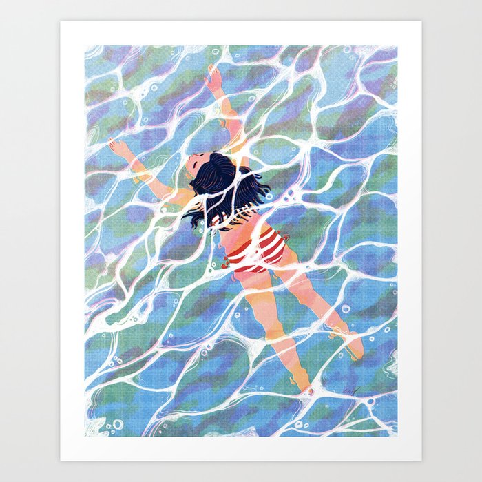 Niña nadando Art Print