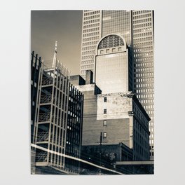 Dallas Texas Majestic Skyline Panorama - Sepia Edition Poster