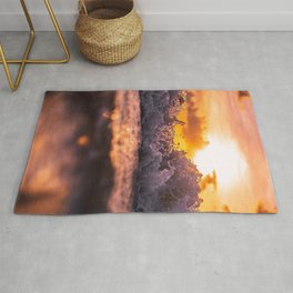 The rushing tides; ocean waves at sunset color coastal art photograph - photography Area & Throw Rug