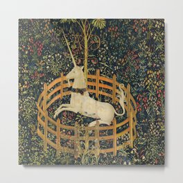 The Unicorn in Captivity (from the Unicorn Tapestries) 1495–1505 Metal Print