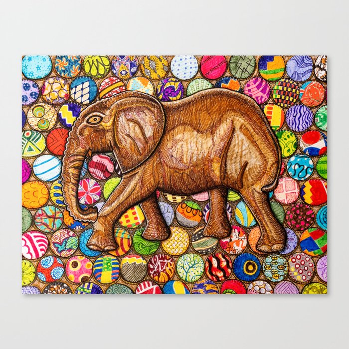 To Lead Is to Serve: Carved Elephant Canvas Print