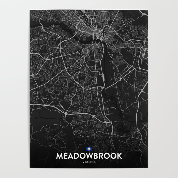 Meadowbrook, Virginia, United States - Dark City Map Poster