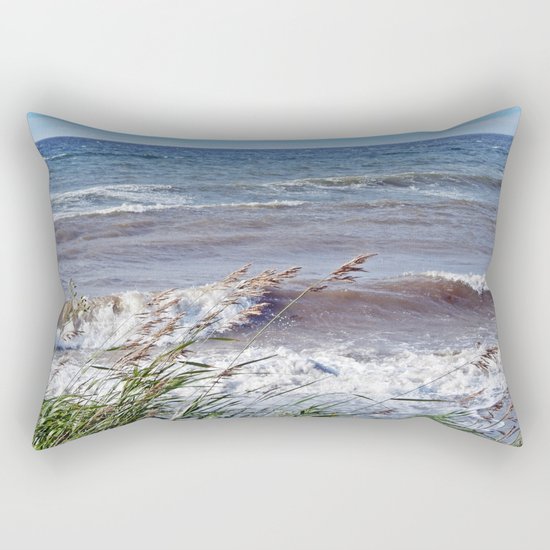 Waves Rolling up the Beach Rectangular Pillow