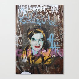 Fabulous Banksy and Warhol style Fine art graffiti. High fashion woman in Mink Canvas Print
