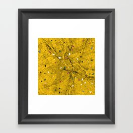 basel - Switzerland. Yellow Terrazzo City Map Framed Art Print