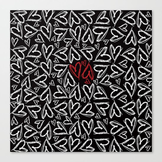 Hearts drawn with chalk Canvas Print