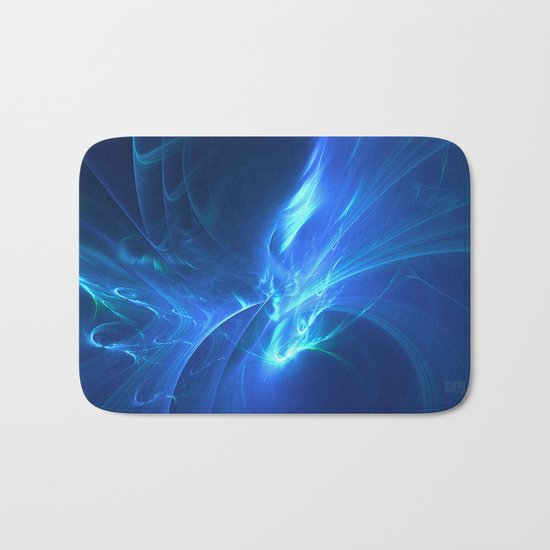 Electric Blue Fractal Bath Mat