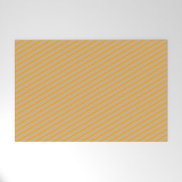 [ Thumbnail: Orange & Tan Colored Striped/Lined Pattern Welcome Mat ]