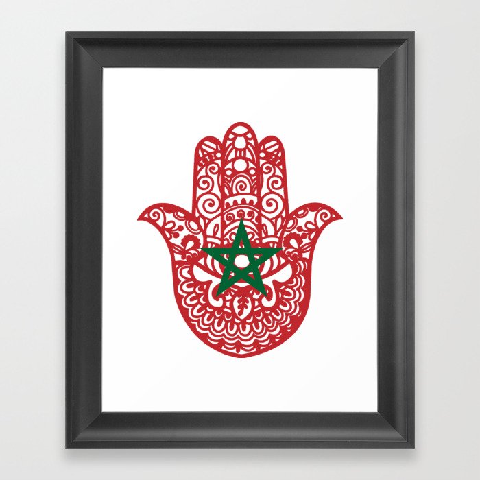 Hamsa Hand Moroccan Flag Framed Art Print