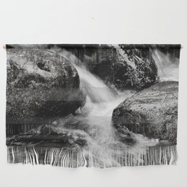 Tumbling Cascading Waters of the Scottish Highlands in Black and White Wall Hanging