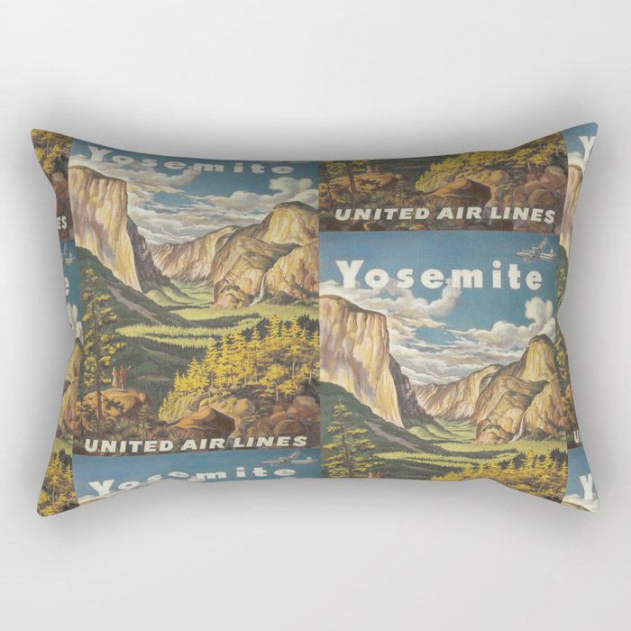 Yosemite Park Retro Poster, Vintage Prints Rectangular Pillow