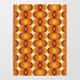 Orange, Brown, and Ivory Retro 1960s Wavy Pattern Poster