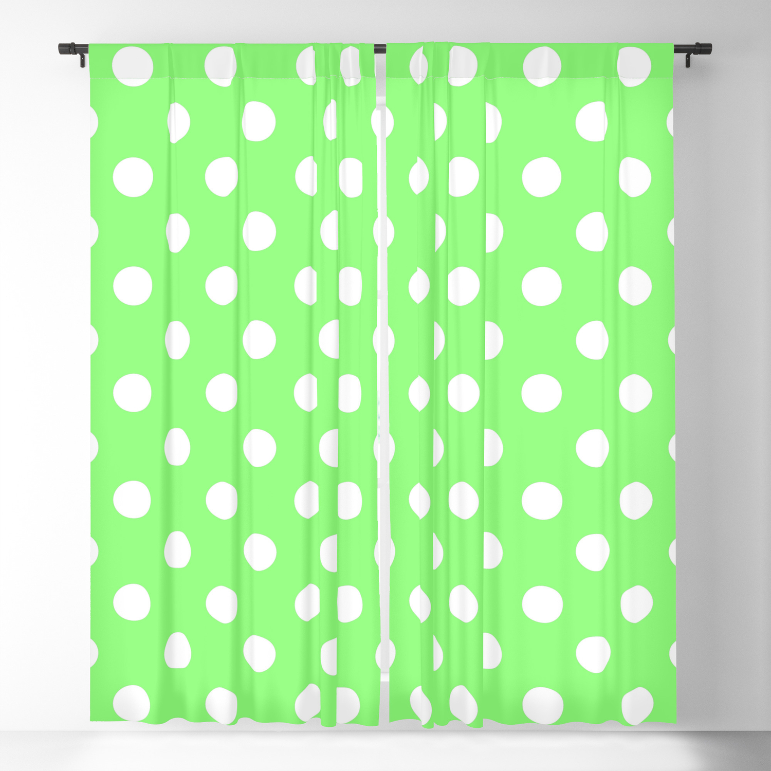 Polka Dots White Lime Pattern Blackout Curtain By Luxelab