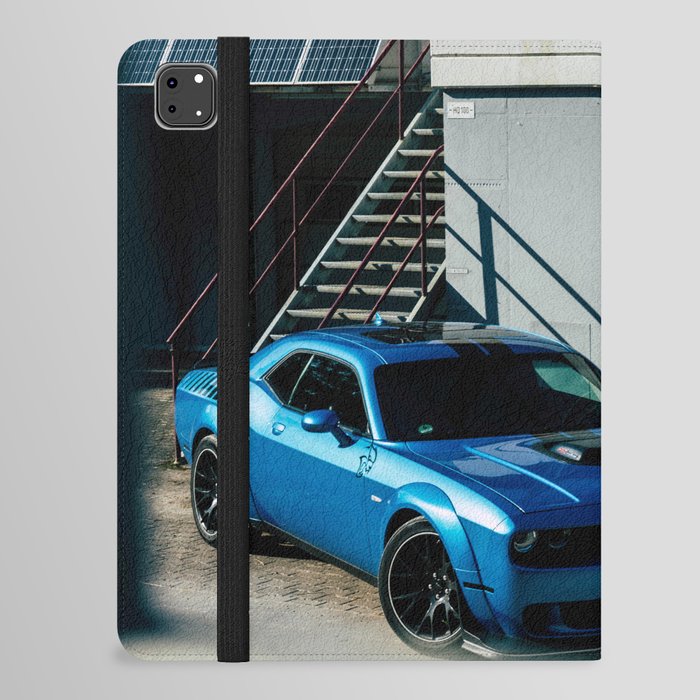 B5 Blue Challenger Demon SRT American Classic Muscle car automobiles transporation color photograph / photograph vintage poster posters iPad Folio Case