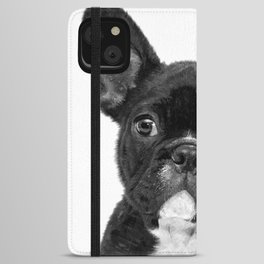 Black and White French Bulldog iPhone Wallet Case