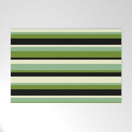 [ Thumbnail: Dark Sea Green, Green, Black & Light Yellow Colored Striped/Lined Pattern Welcome Mat ]